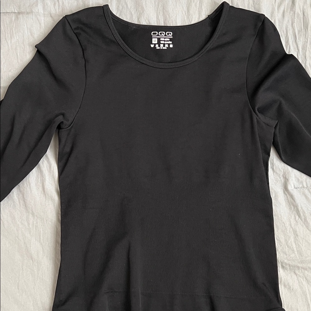 Black Long Sleeve Bodysuit OQQ